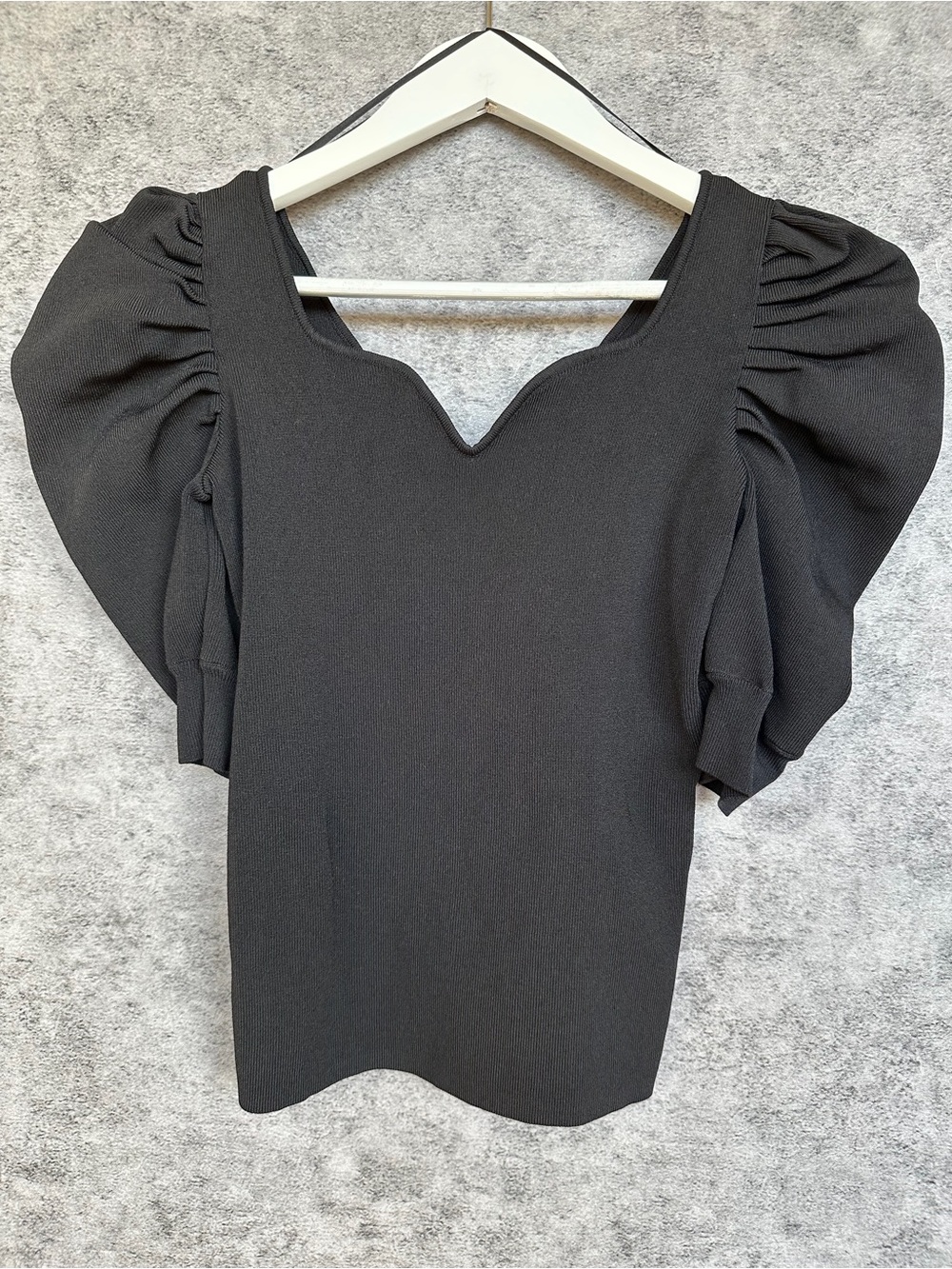 Morgan Puff Sleeve Knit Top Black XS